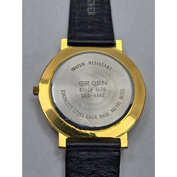 Gruen Sport Quartz Date Gold Tone Bezel 3ATM 100FT Mens Watch New Battery Analog - Picture 13 of 13